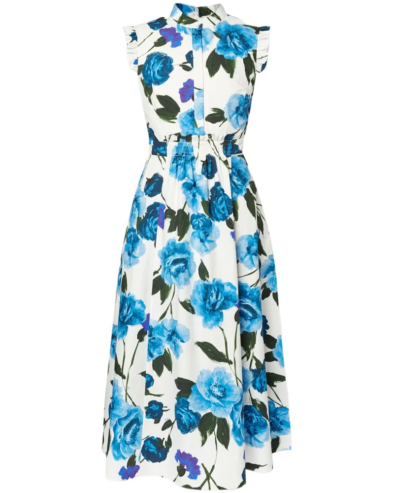 Erdem Midikleid mit Blumen-Print Weiß