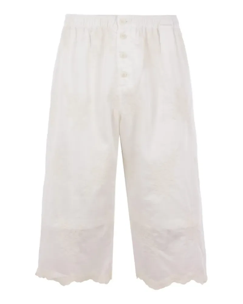 Our Legacy embroidered scalloped shorts - Weiß Weiß