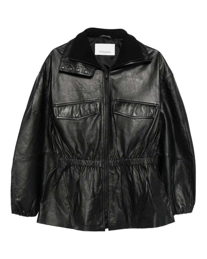FRANKIE Shop Carnaby Funnel neck leather jacket - Schwarz Schwarz