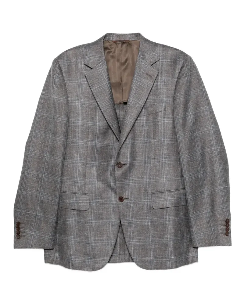 Canali check-pattern single-breasted blazer - Grau Grau