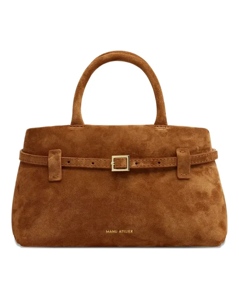Manu Atelier Mini Tote Bag aus Wildleder mit Schnallenriemen - Braun Braun