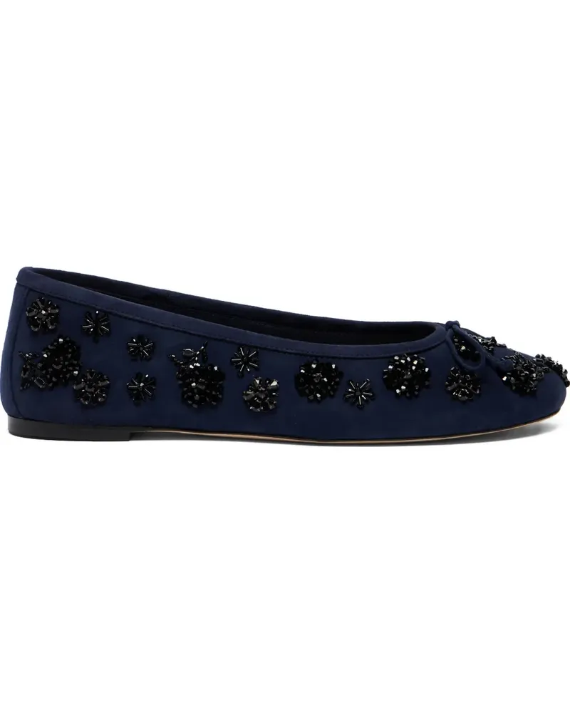 Stuart Weitzman Prima Bow embroidered flats - Blau Blau