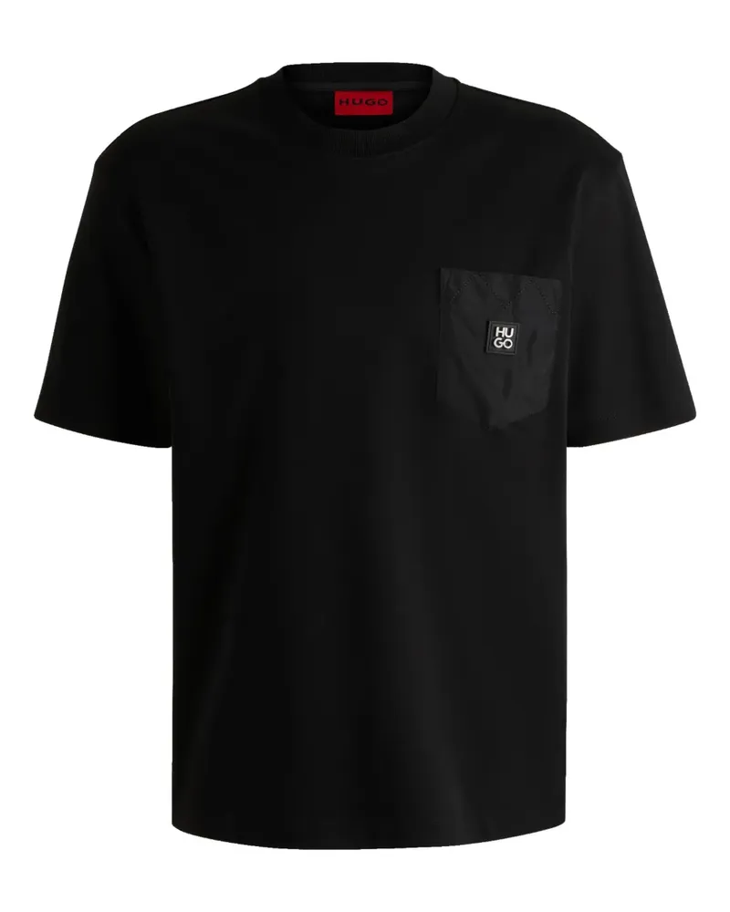 HUGO BOSS T-Shirt mit gummiertem Logo - Schwarz Schwarz
