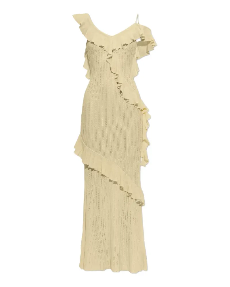 Self-Portrait ruffled pointelle-knit maxi dress - Gelb Gelb