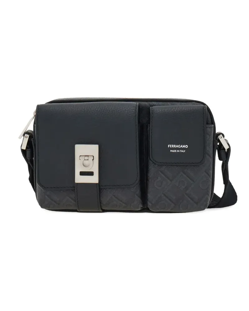 Ferragamo Schultertasche aus Monogramm-Jacquard - Schwarz Schwarz