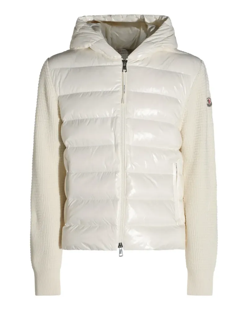 Moncler quilted-panel waffle-knit jacket - Weiß Weiß