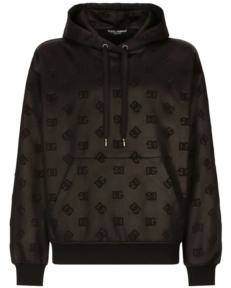 Dolce & Gabbana Hoodie aus Jersey mit Logo-Prägung - Schwarz Schwarz