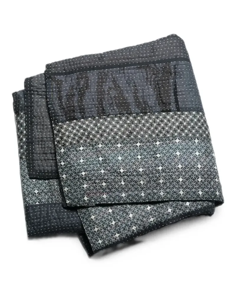 maharishi Sashiko Maha Rice patchwork quilted blanket - Blau Blau