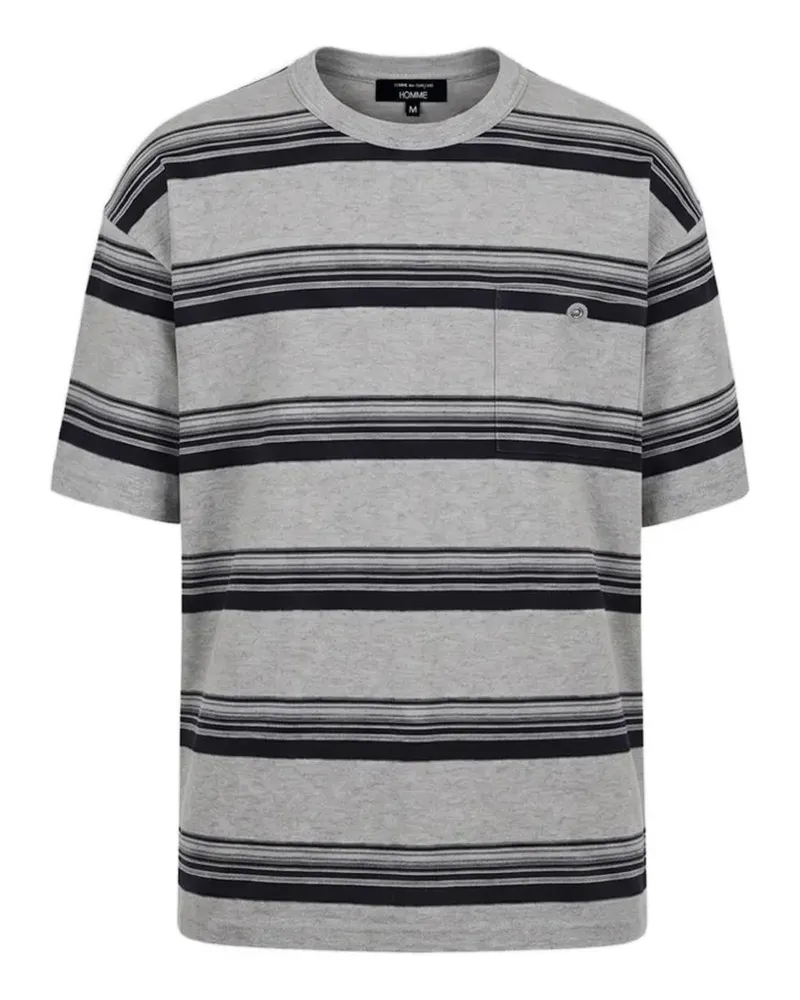 Comme des Garçons Gestreiftes T-Shirt mit Brusttasche - Grau Grau