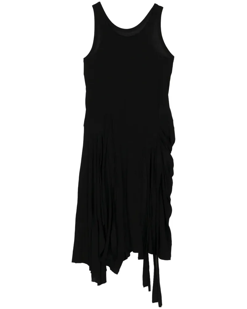 Yohji Yamamoto Asymmetrisches Midikleid - Schwarz Schwarz