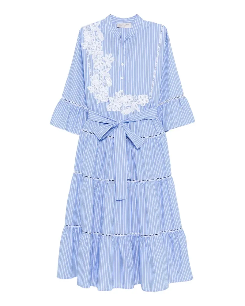 Ermanno Scervino striped floral-appliqued midi dress - Blau Blau