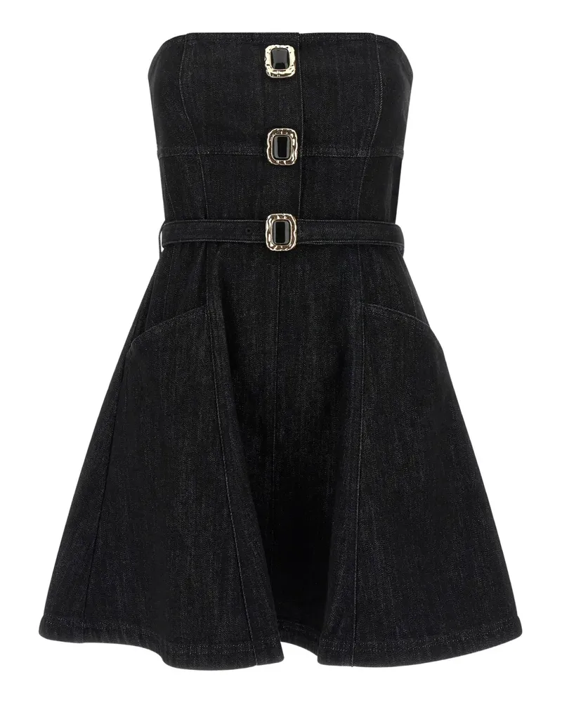 Self-Portrait Jeans-Minikleid mit Schmuckknöpfen - Schwarz Schwarz