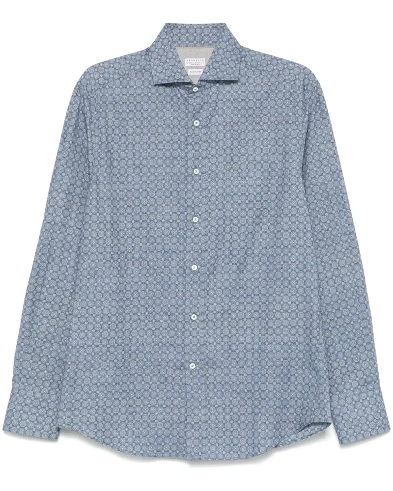 Brunello Cucinelli Hemd mit Blumen-Print - Blau Blau