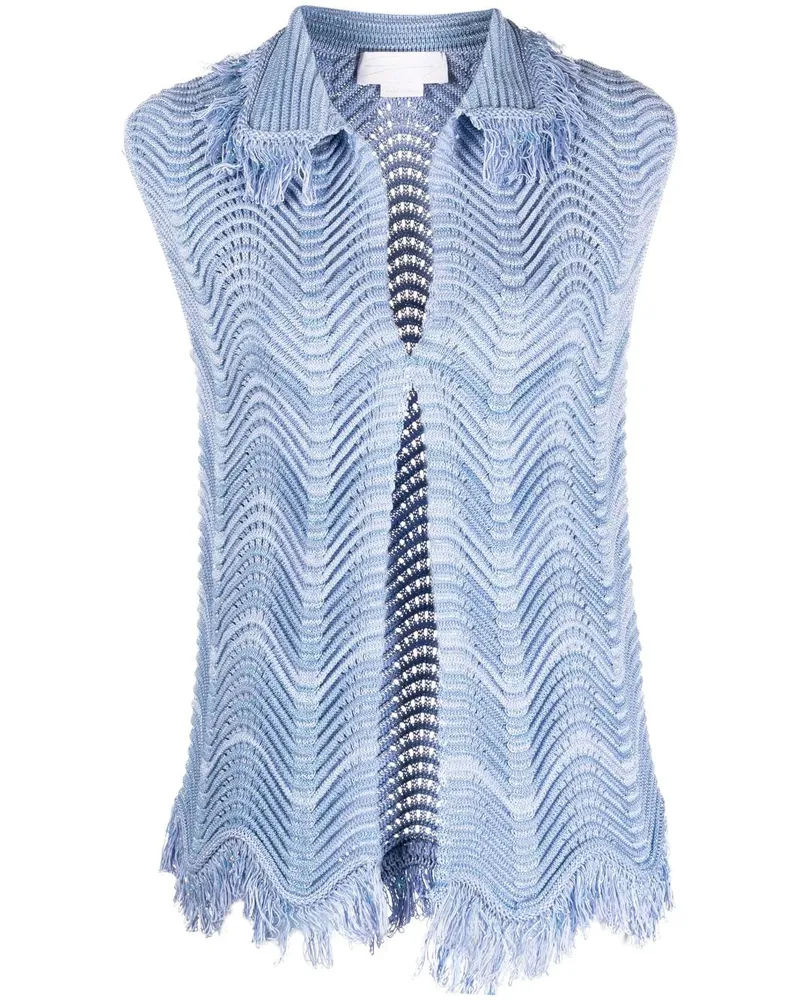 Genny Mantel mit Fransen - Blau Blau