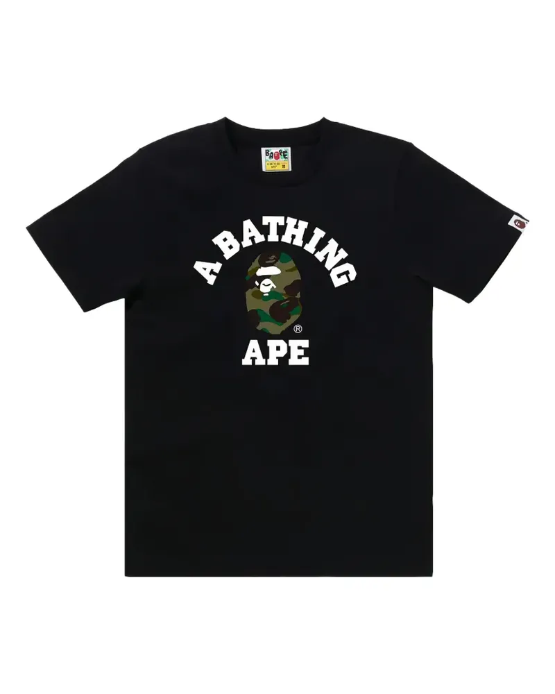 BAPE Camo College T-Shirt mit grafischem Print - Schwarz Schwarz