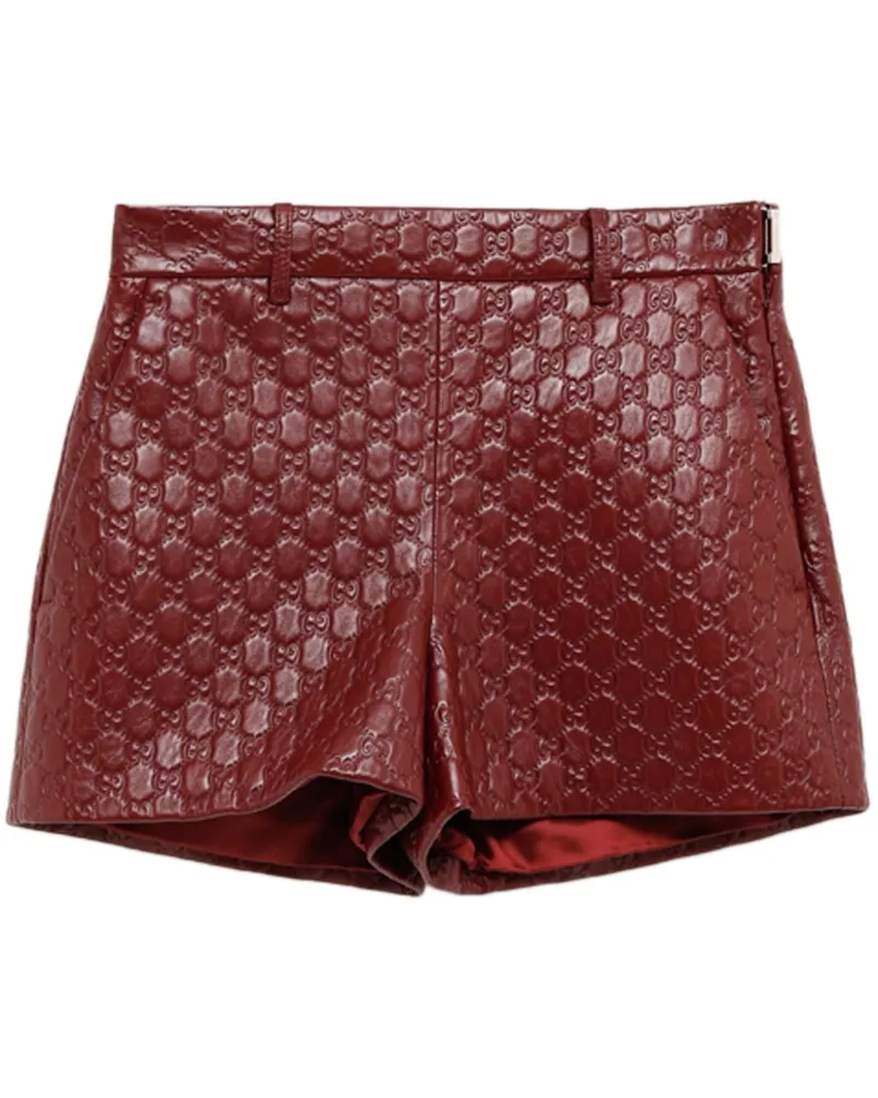 Gucci Ledershorts aus GG-Canvas - Rot Rot