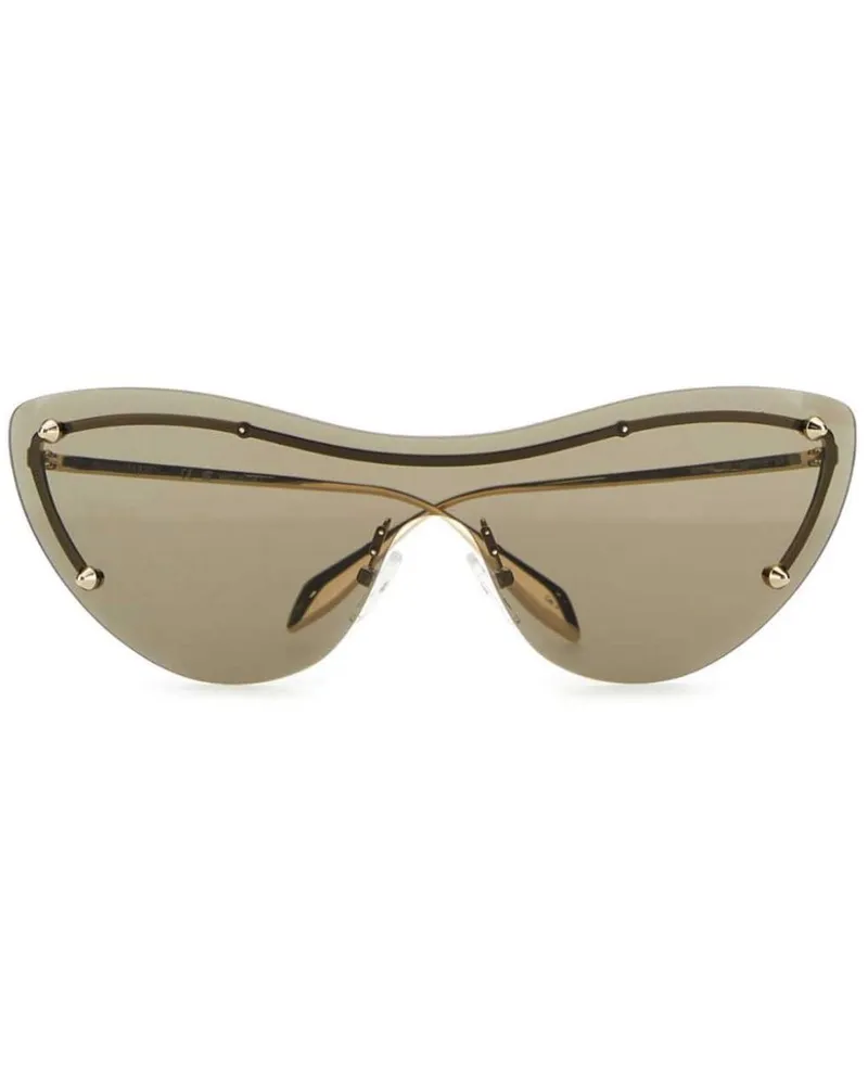 Alexander McQueen Sonnenbrille mit Logo-Print - Gold Gold