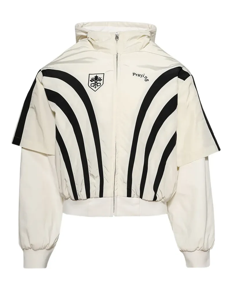 Praying striped hooded jersey jacket - Nude Nude