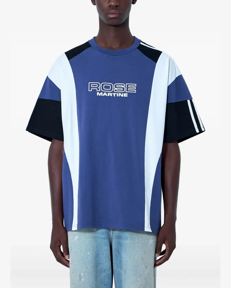 Martine Rose logo-motif panelled T-shirt - Blau Blau