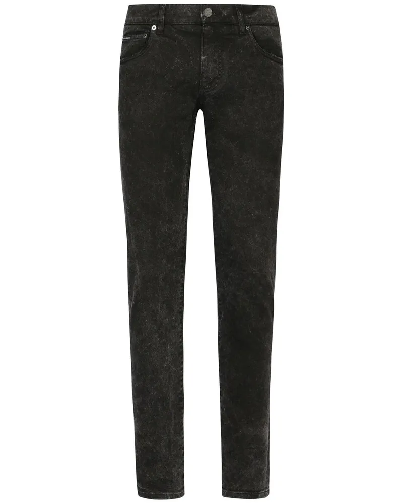 Dolce & Gabbana Skinny-Jeans mit marmoriertem Effekt - Schwarz Schwarz