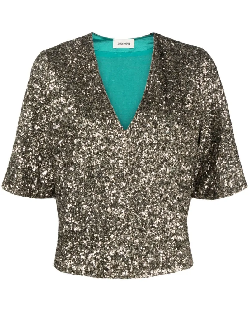 Zadig & Voltaire Oberteil mit Pailletten - Gold Gold