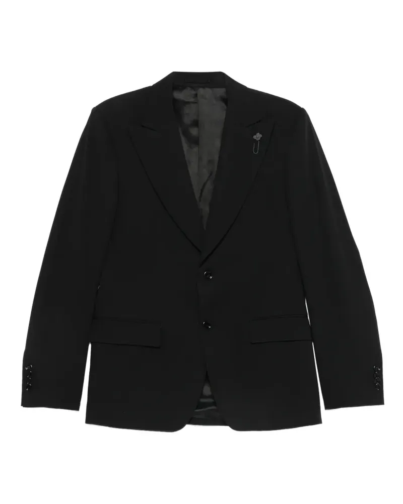 LARDINI peak-lapel flower-pin blazer - Schwarz Schwarz