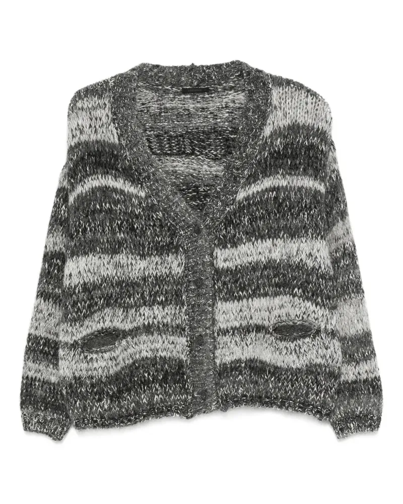 TRANSIT Gestreifte Stricktasche - Grau Grau