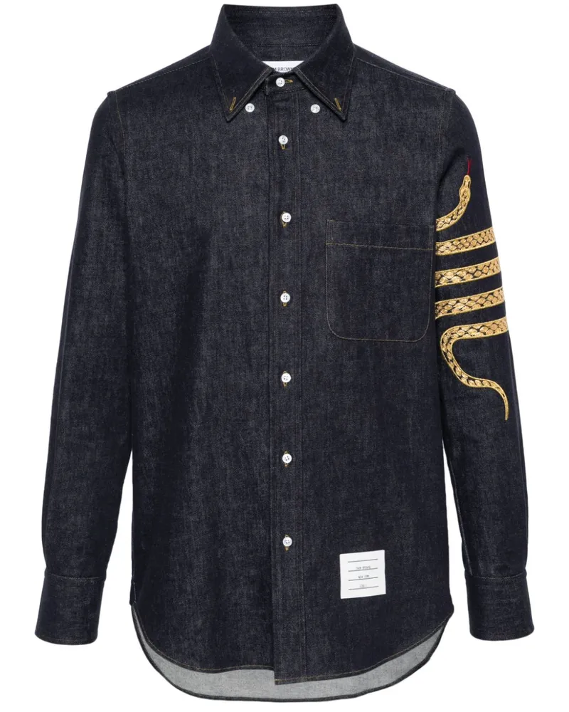 Thom Browne 4 Bar-snake Jeanshemd - Blau Blau