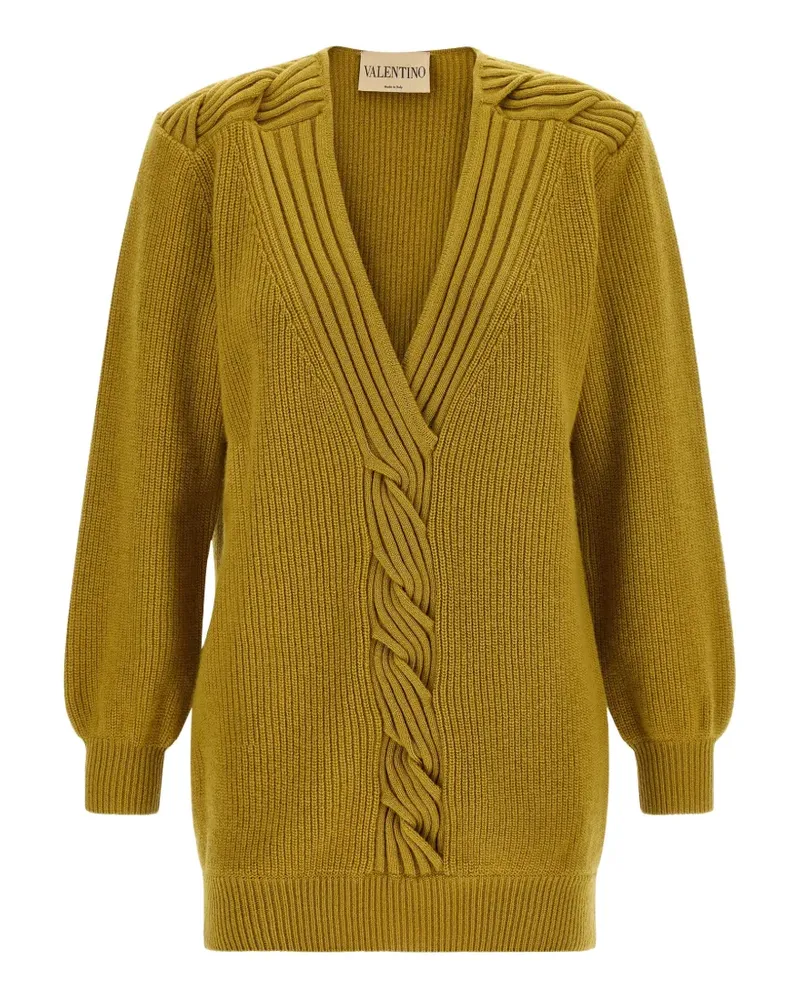 Valentino Garavani braided ribbed-knit sweater - Gelb Gelb