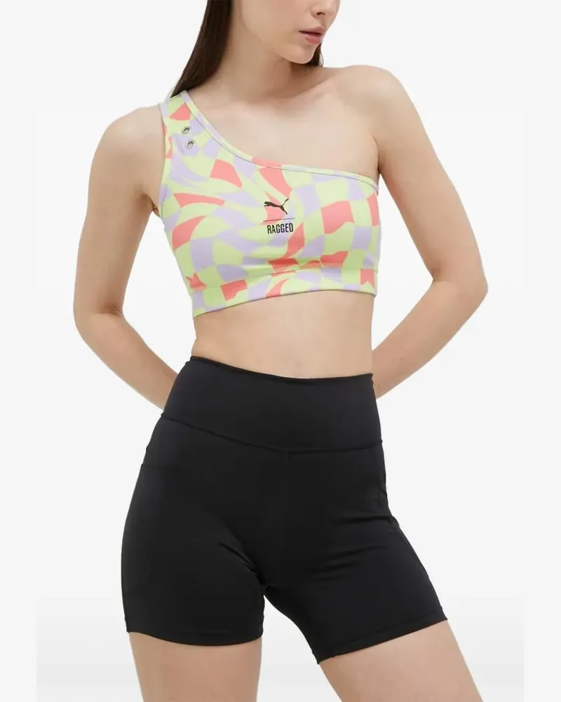 Puma one-shoulder geometric-print bra - Grün Grün