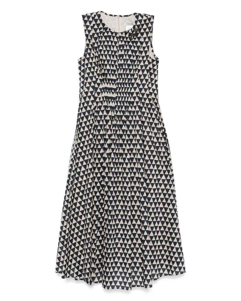 Max Mara Falten-Midikleid mit Triangel-Print - Blau Blau