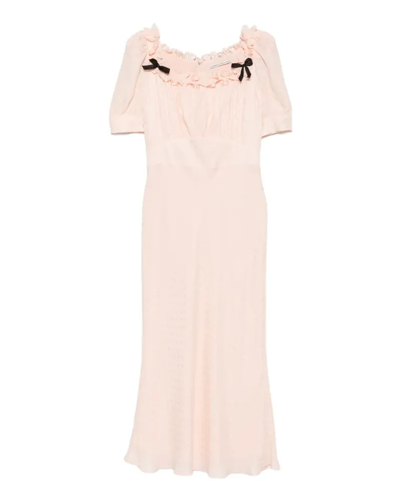 Alessandra Rich Jacquard-Seidenkleid mit Rüschen - Rosa Rosa