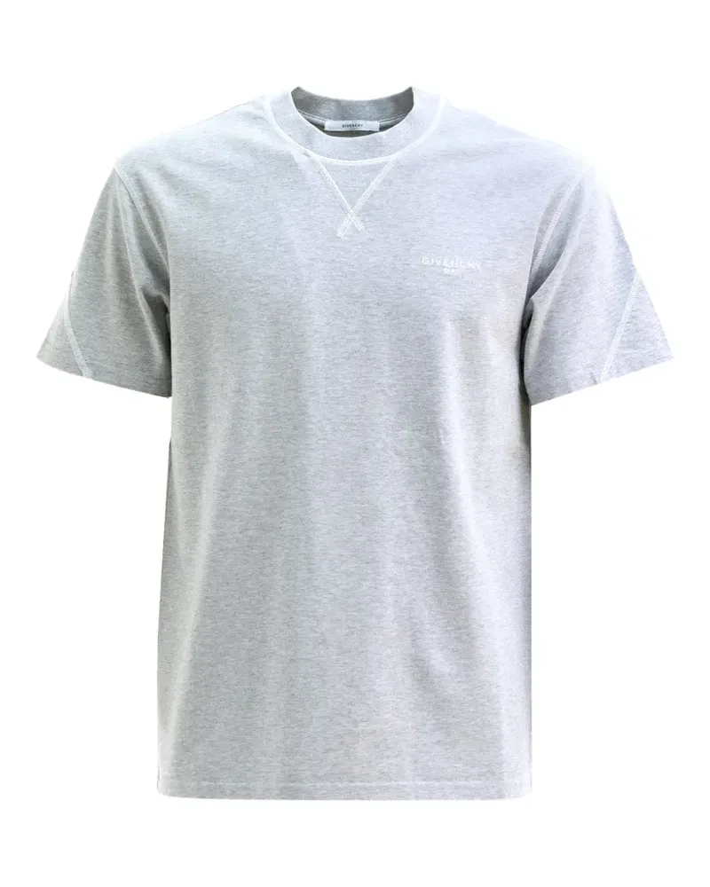 Givenchy logo-print topstitched T-shirt - Grau Grau