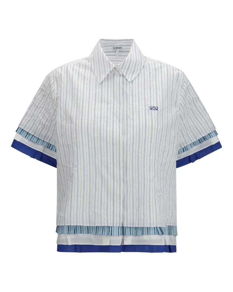 Loewe striped pleated-trim shirt - Weiß Weiß