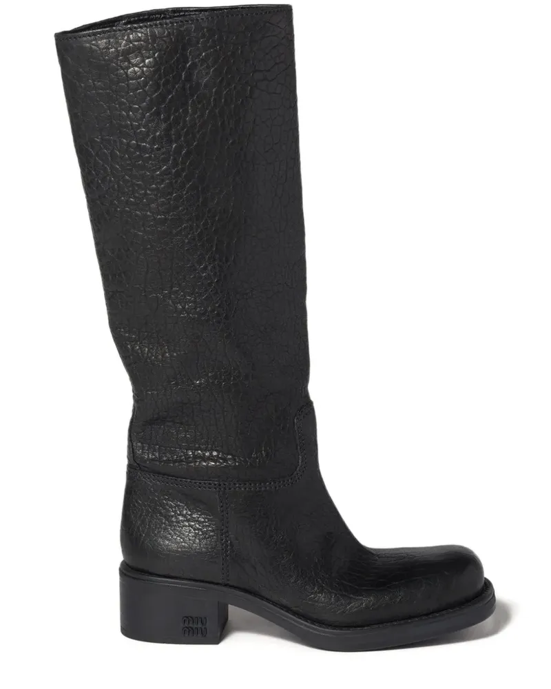 Miu Miu Stiefel aus Leder - Schwarz Schwarz