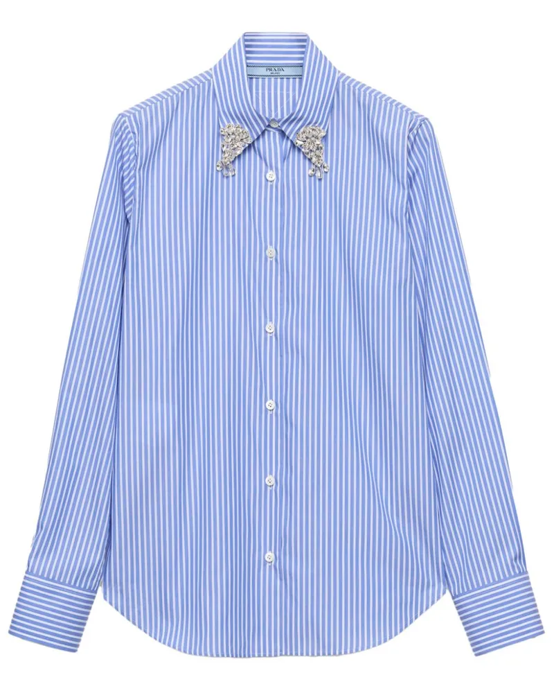 Prada Hemd mit aufgesticktem Streifen - Blau Blau