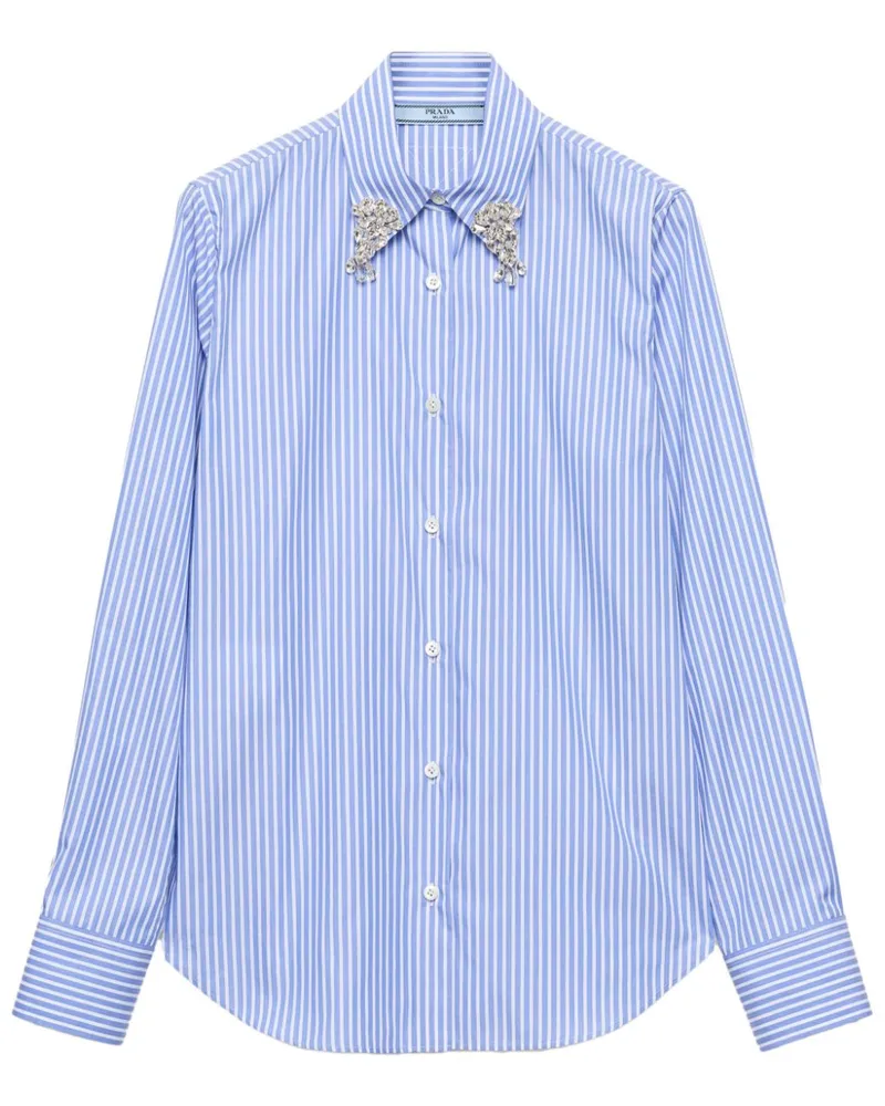 Prada Hemd mit aufgesticktem Streifen - Blau Blau