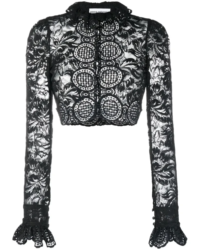 Paco Rabanne Cropped-Bluse aus Spitze - Schwarz Schwarz