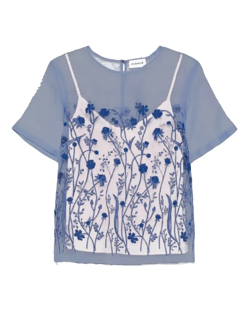 P.A.R.O.S.H. P.A.R.O H. Sorgente Bluse mit Blumenstickerei - Blau Blau