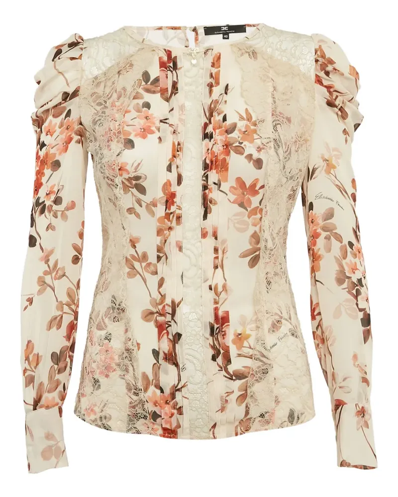 Elisabetta Franchi 2024 Bluse mit Blumenspitze - Weiß Weiß