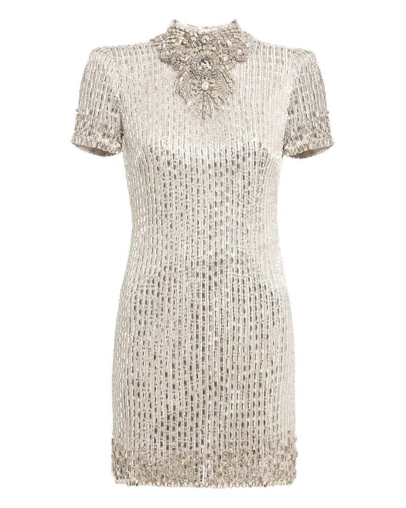 Jenny Packham Kitty Rollkragen-Minikleid mit Pailletten - Silber Silber