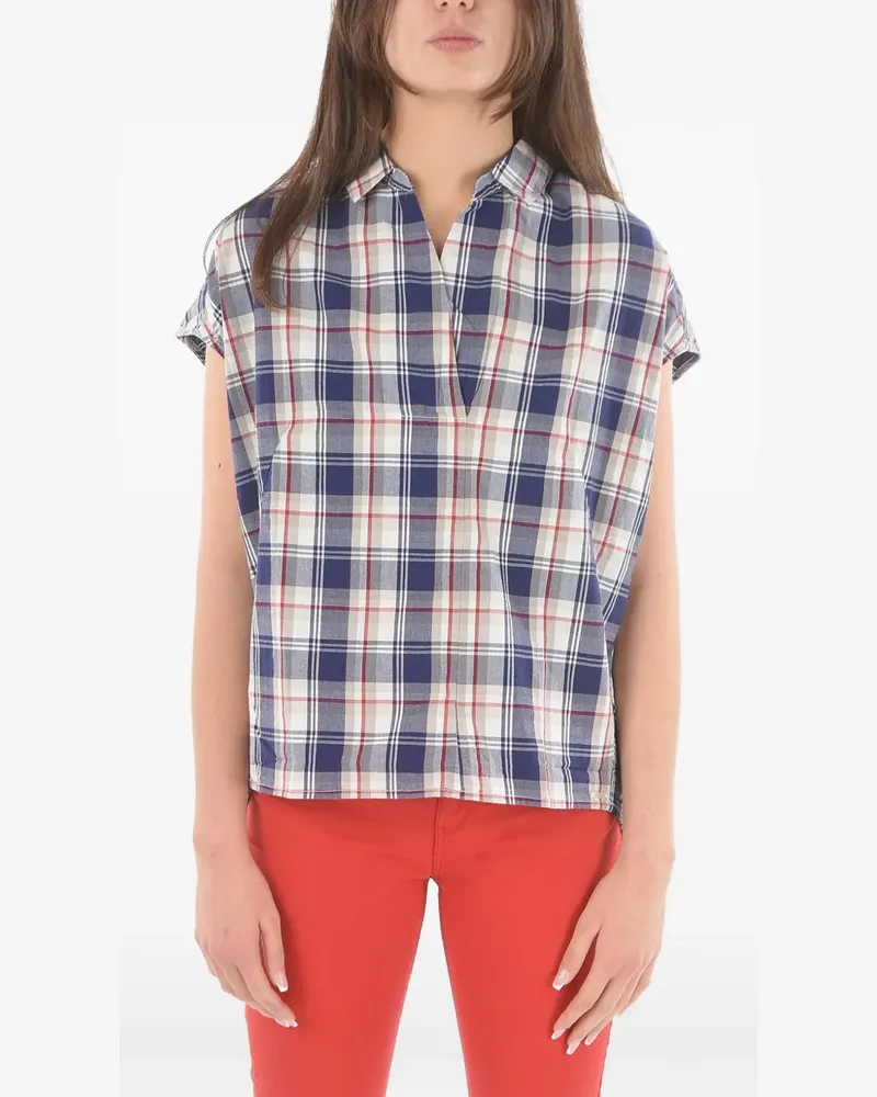 Woolrich checked Johnny-collar tunic - Blau Blau