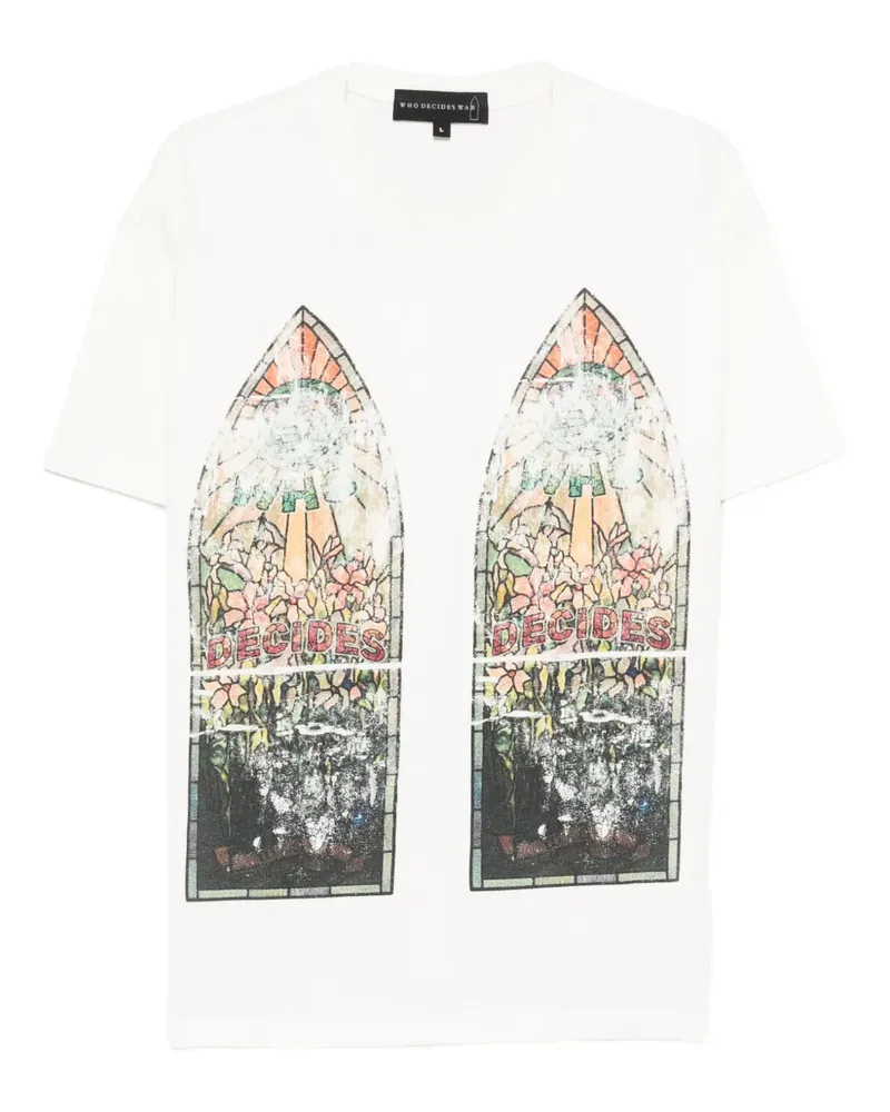 WHO DECIDES WAR stained glass graphic T-shirt - Weiß Weiß