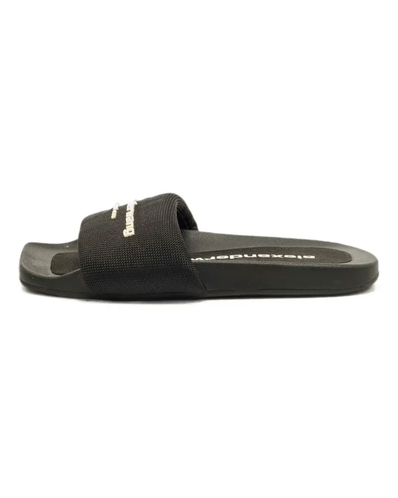 Alexander Wang logo-print pool slides - Schwarz Schwarz