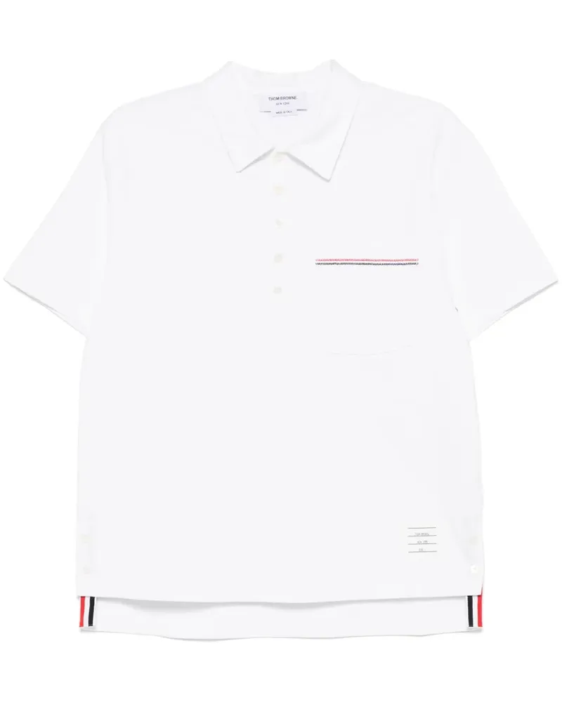 Thom Browne Jersey-Poloshirt mit RWB-Detail - Weiß Weiß
