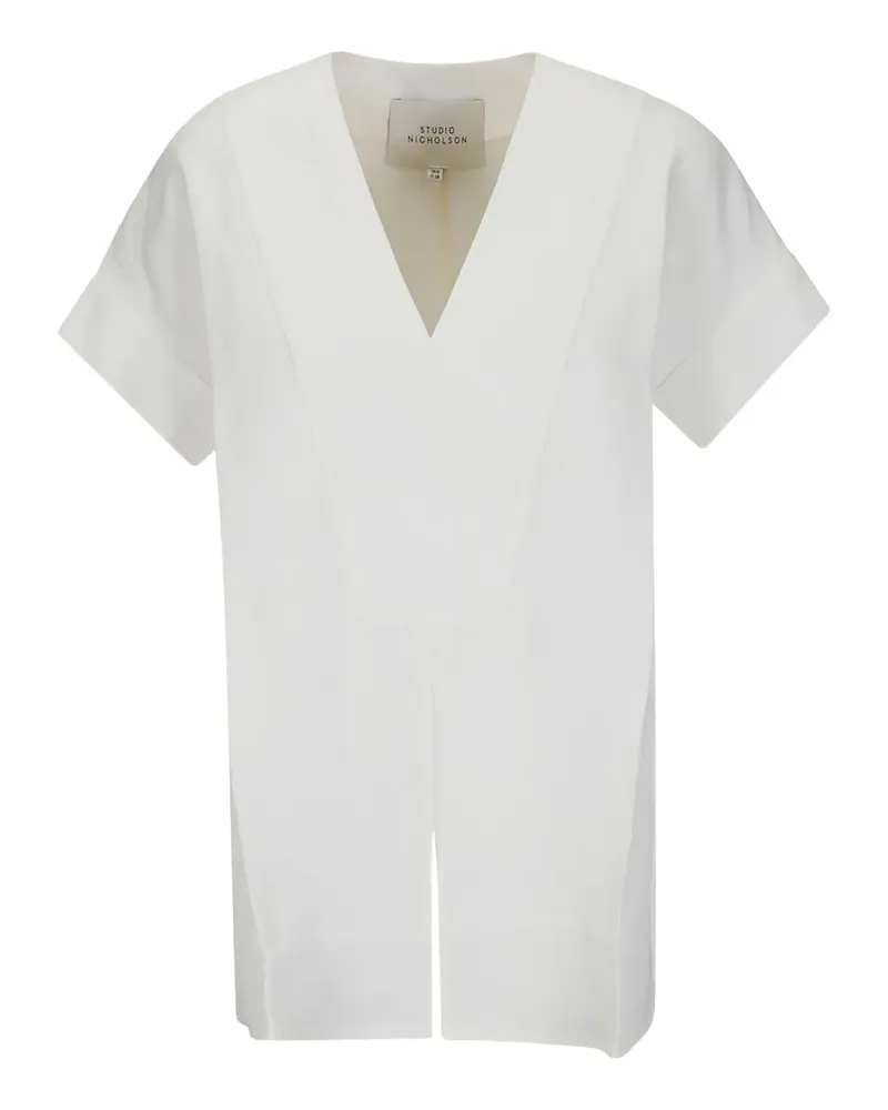 Studio Nicholson T-Shirt mit V-Ausschnitt - Weiß Weiß