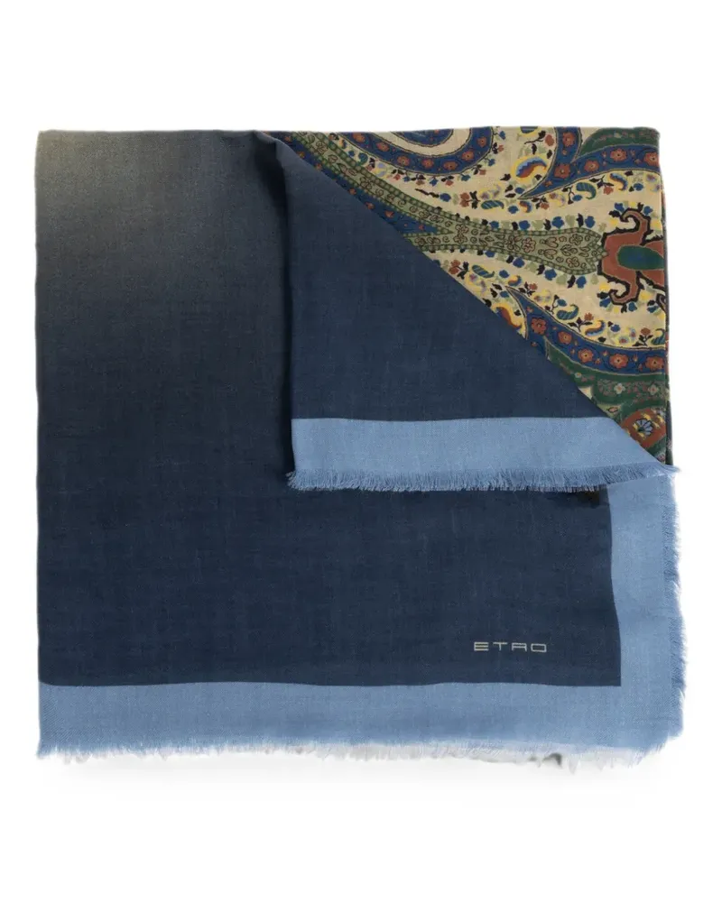 Etro Ausgefranster Schal mit Paisleymuster - Blau Blau
