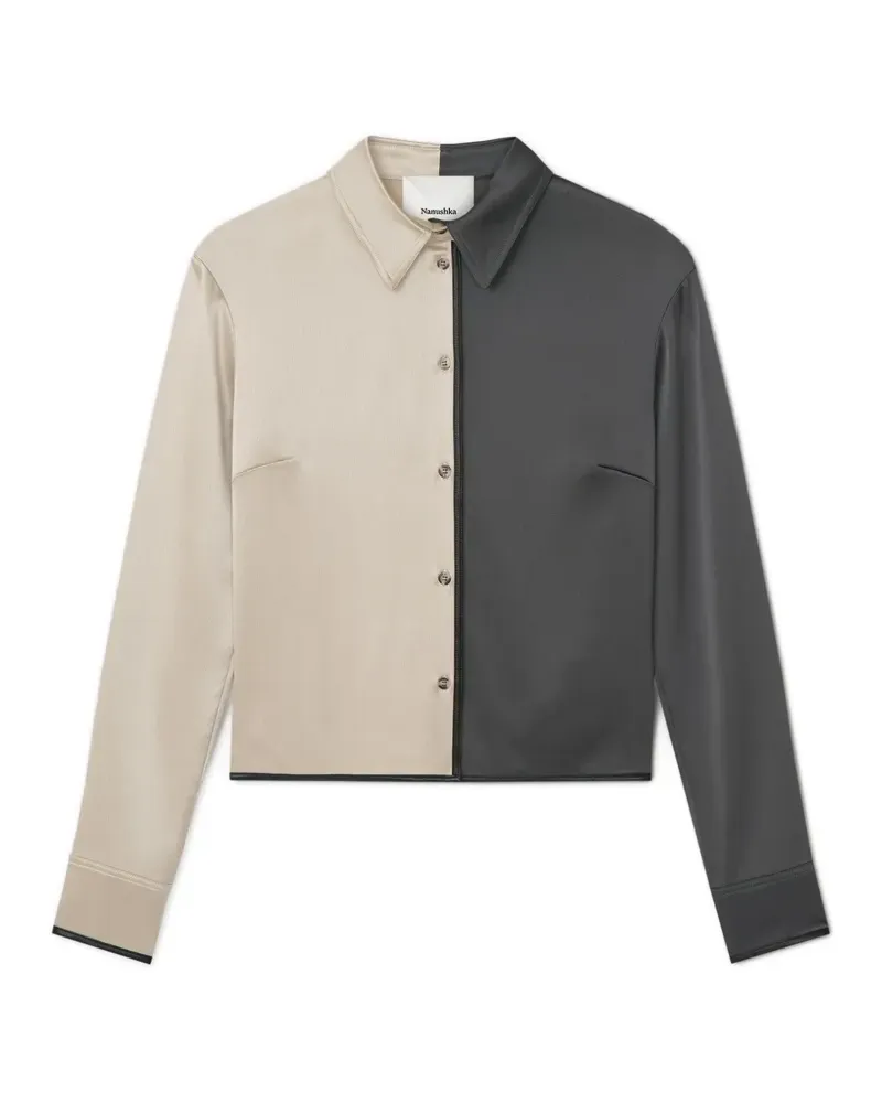Nanushka Abria colour-block straight-hem shirt - Nude Nude