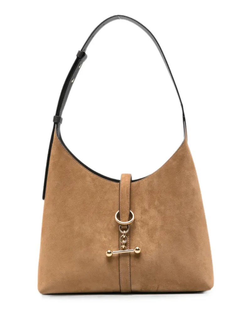 Strathberry suede bar-detail shoulder bag - Braun Braun