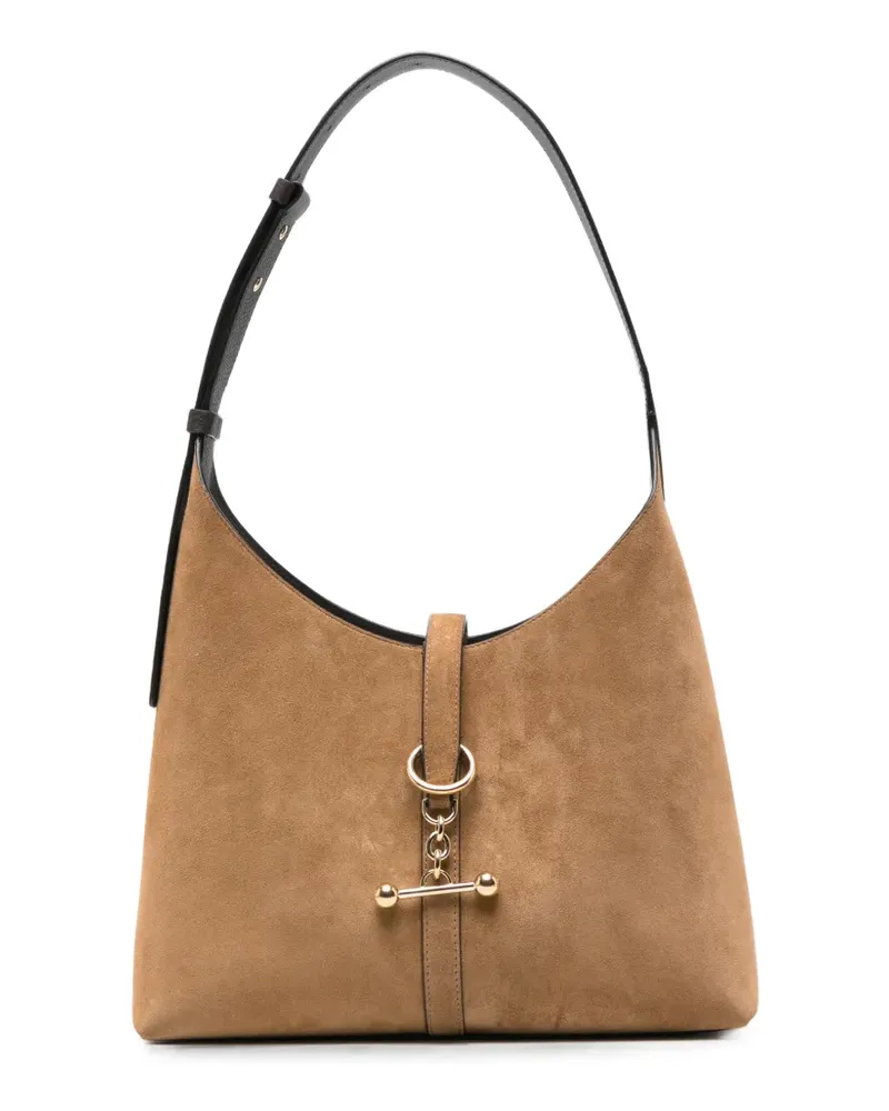 Strathberry Schultertasche aus Wildleder mit Stegdetail - Braun Braun